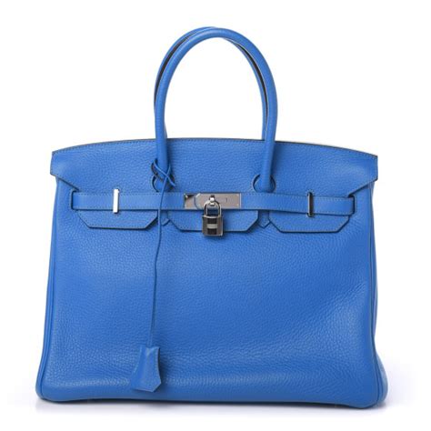 HERMES Taurillon Clemence Birkin 35 Bleu Hydra